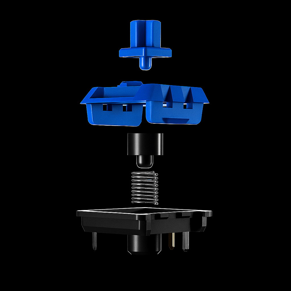 Exploded MX Blue mechanical switch render