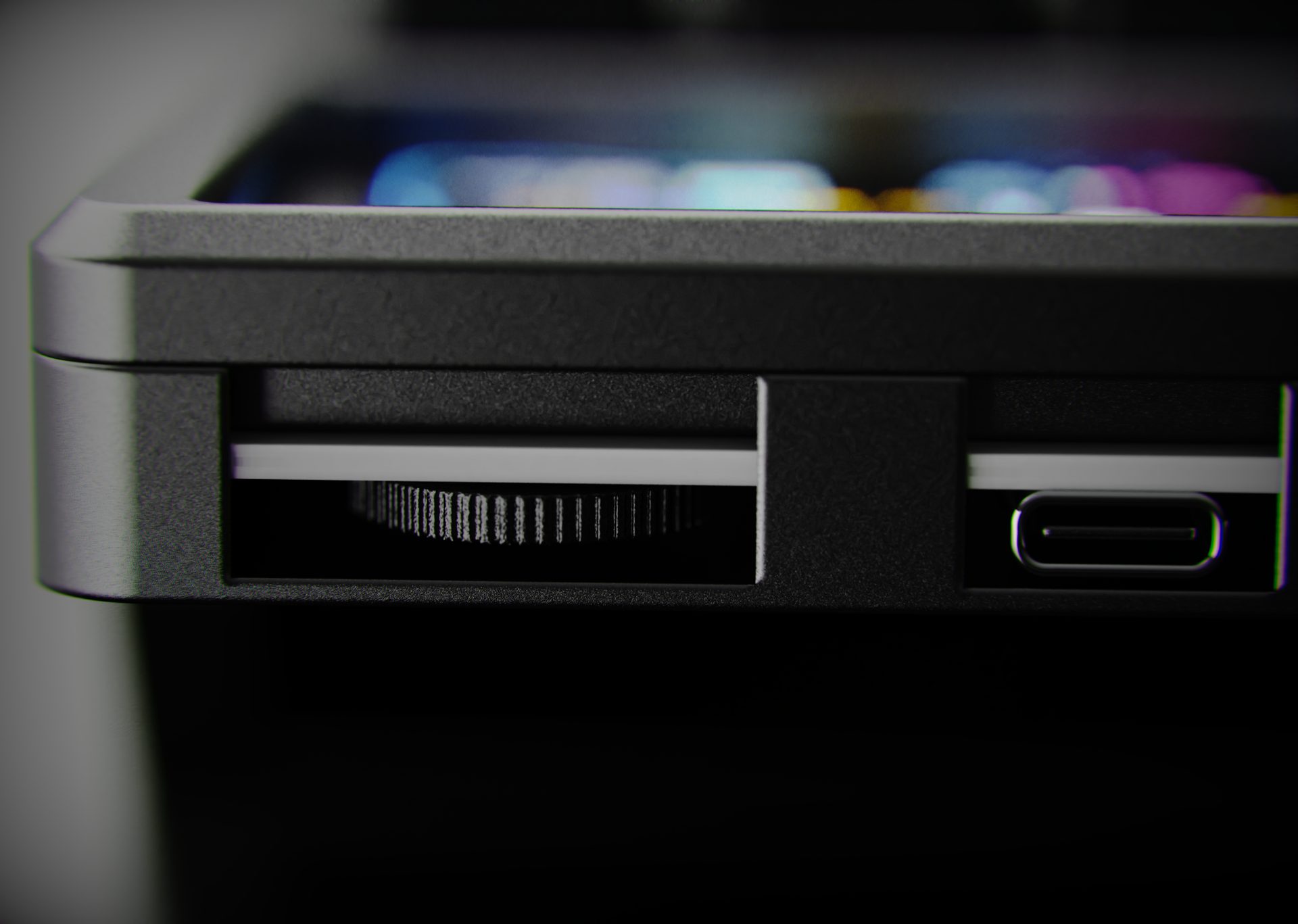 Side view of Phantom Deck showing display and profile dial