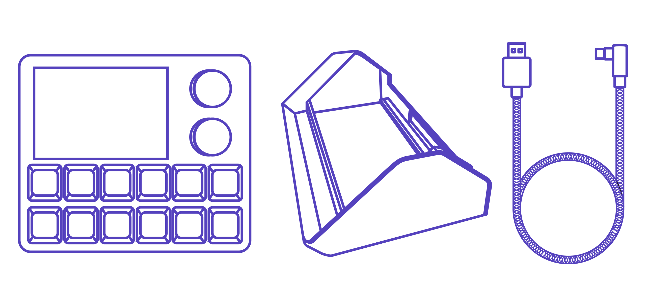 NexMacro macropad, angled stand, and USB-C cable included in the box