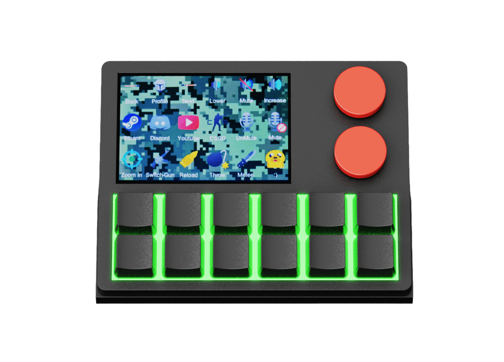 NexMacro programmable gaming keypad for PC showing a gaming profile layout