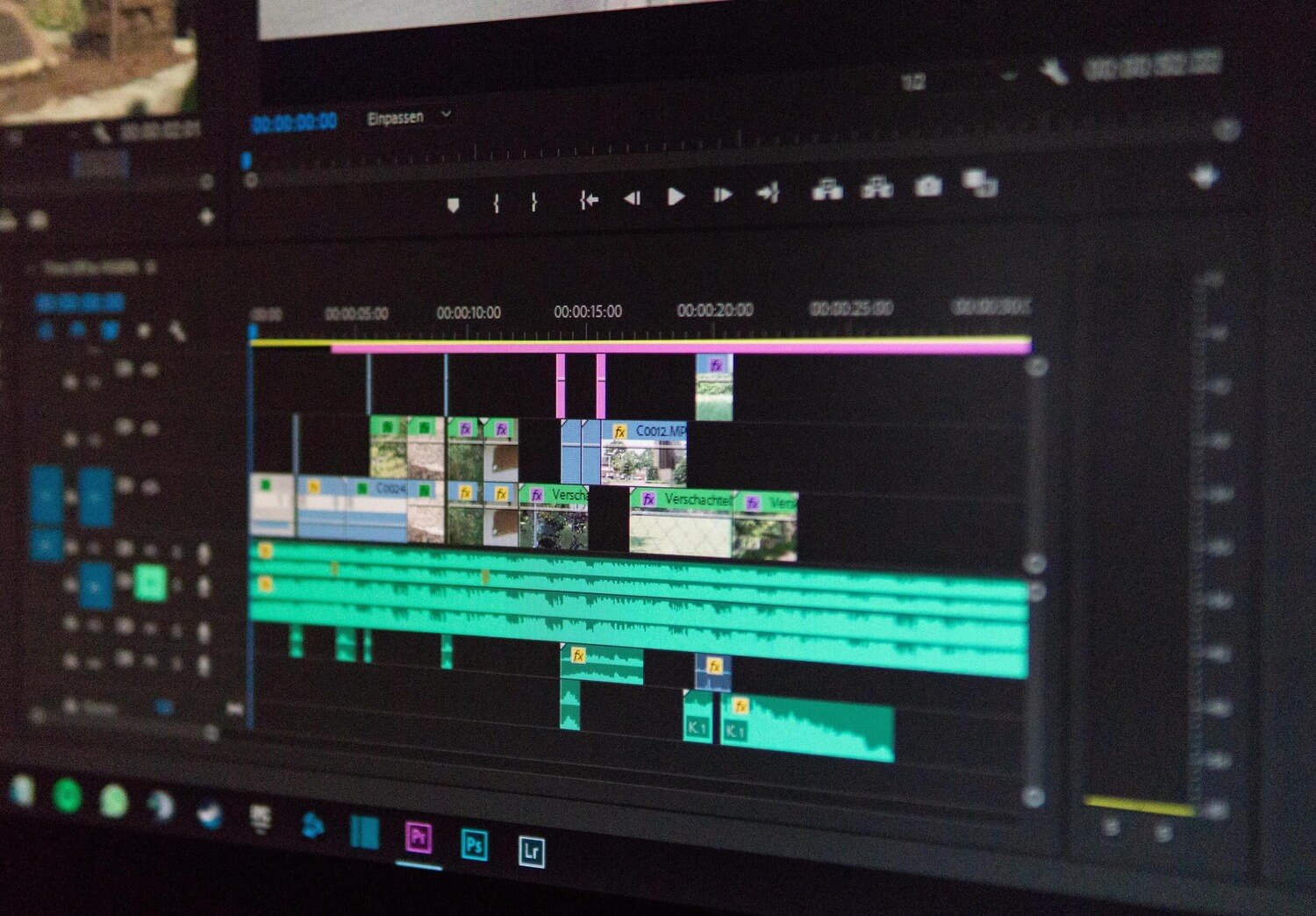Video editing timeline workspace